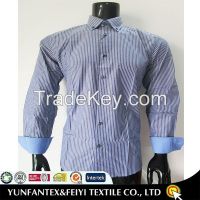 2015 Elegant formal stripe shirt and contrast color on cufffs and collar