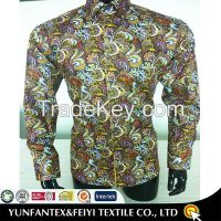 2016 new brand casual shirt with printed paisley design in mixed purple colors