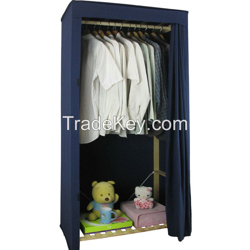 SELL Single Heavy Duty Covered Clothes Wooden Frame Wardrobe