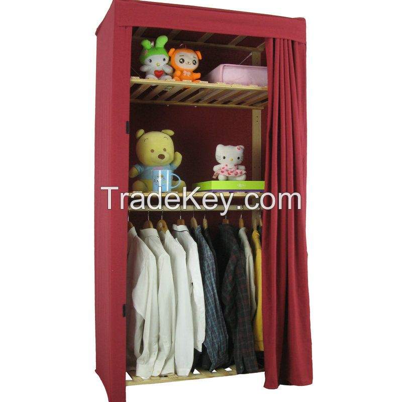 SELL Single Heavy Duty Covered Clothes Wooden Frame Wardrobe