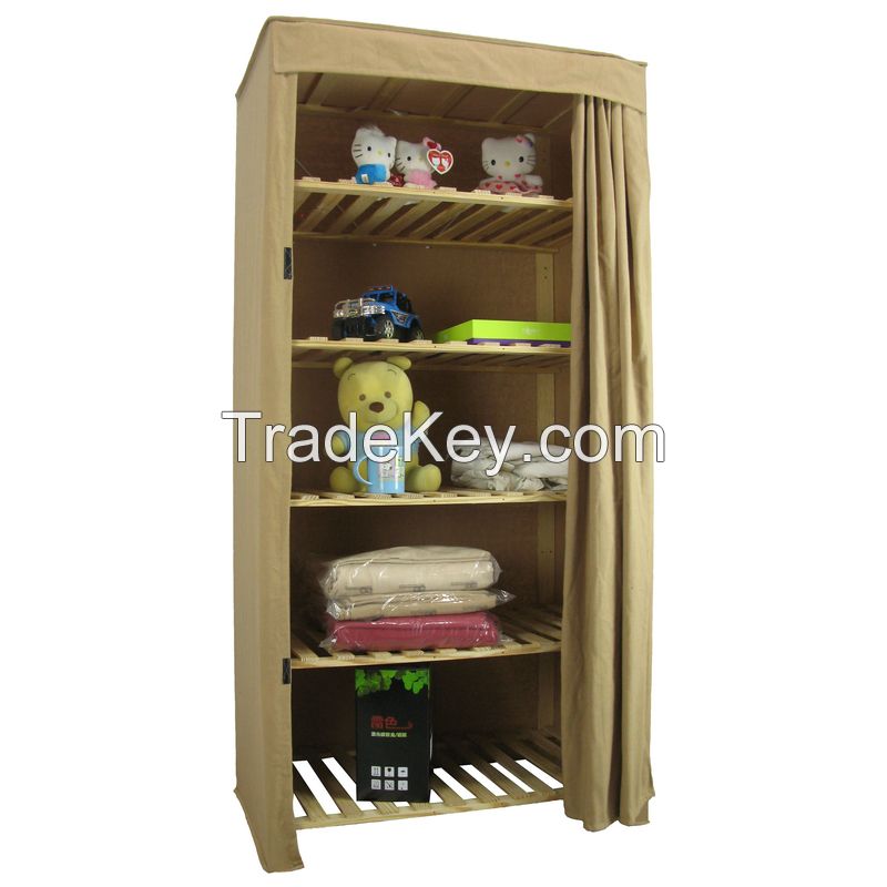 SELL Single Heavy Duty Covered Clothes Wooden Frame Wardrobe