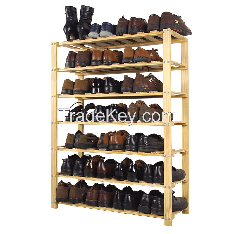 Sell 2/3/4/5 -Tier Part-Assembled Shoe Rack- Solid Unfinished Pine
