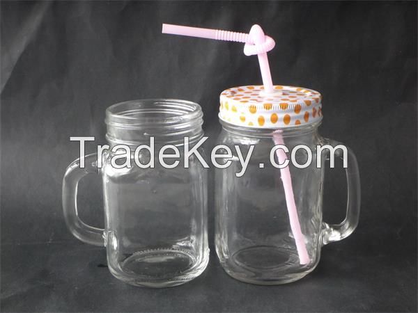 Glass Mason Jar with Tinplate Beverage Bottle