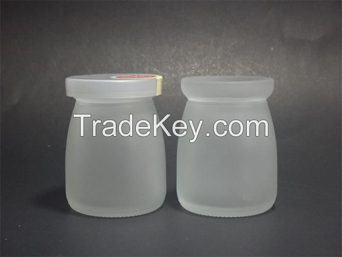 Glass Milk Bottles Pudding Frosted Bottles with Cork or Plastic Lid