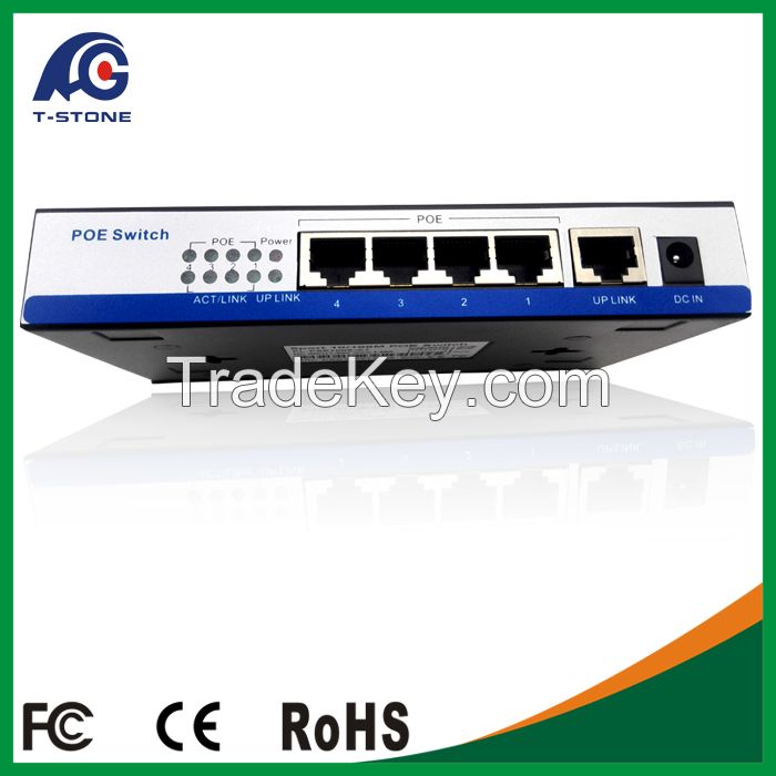 Low Price Manufacture 4 Port Poe Switch IEEE802.3af External Power Supply Switch