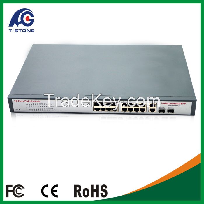 16 Port Poe Switch for IP Camera (TSD-PSE1016P)