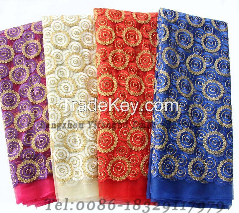 Hot sale multi color bridal lace fabrics embroidered wholesale