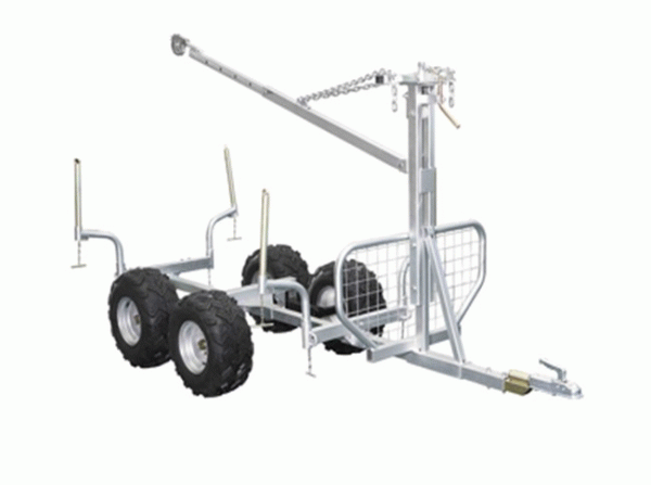 Galvanized wood Trailer with crane and bed, 1500kg load capacity