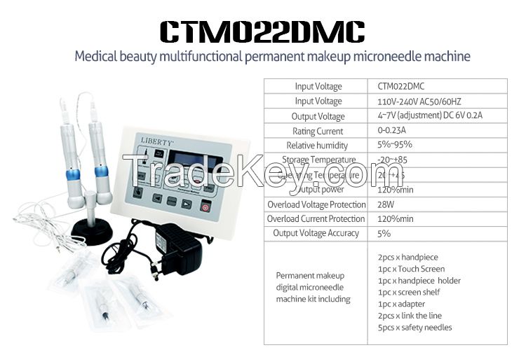 Permanent makeup eyebrow tattoo machine kit with two tattoo gun