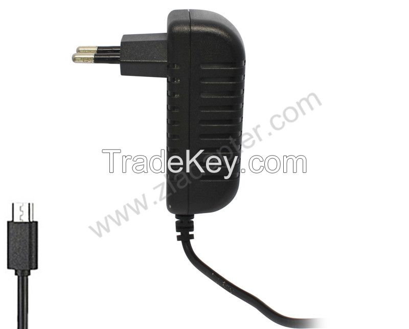 Meter long 2.1A micro USB mains travel charger