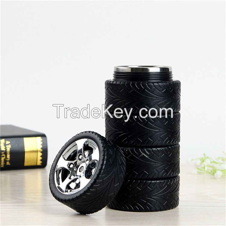 Novelty Promotion Gift 304 Stainless Steel inner Car Wheel/Tire Mug 