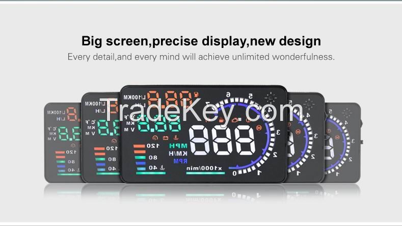 New 5.5 Inch A8 HUD Multi-color LED Car Head Up Display Car Universal Car HUD Display OBD II Universal