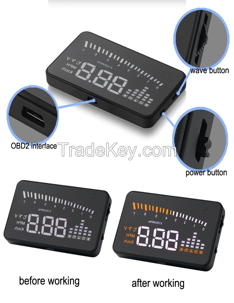 New 3 Inch X5 Car HUD Head Up Display System OBD II Speed Monitor Head up HUD Display hud speed display