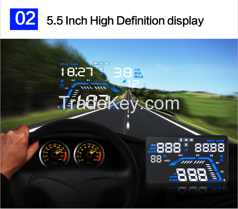 5.5 Inch Multi-function New Q7 GPS Car HUD Head Up Display System OBD2