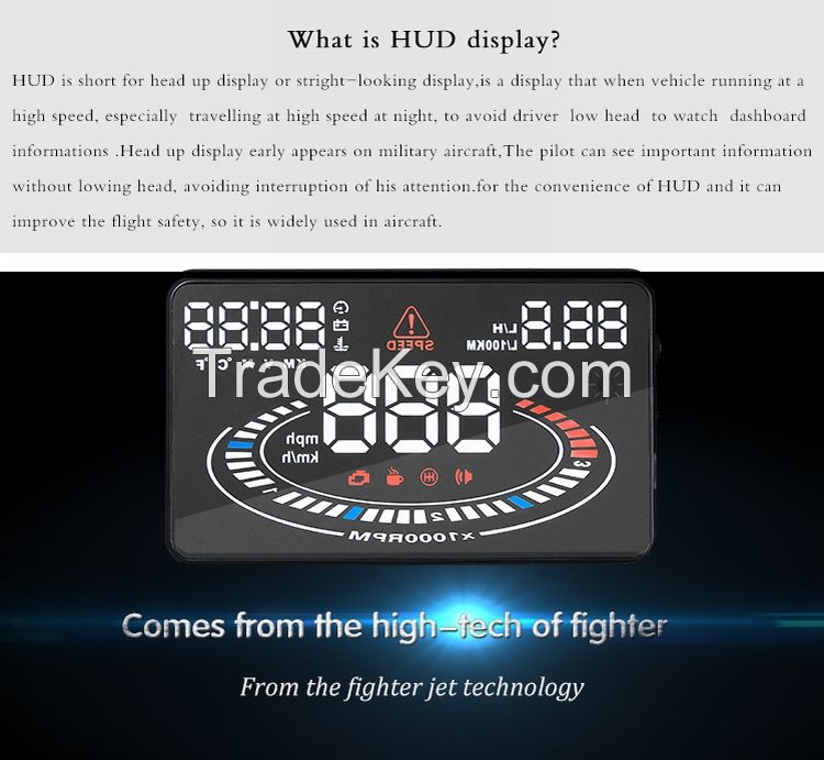 2016 Latest 5.5 Inch E300 HUD Multi-color LED Car Head Up Display Car Universal Car HUD Display OBD II Universal