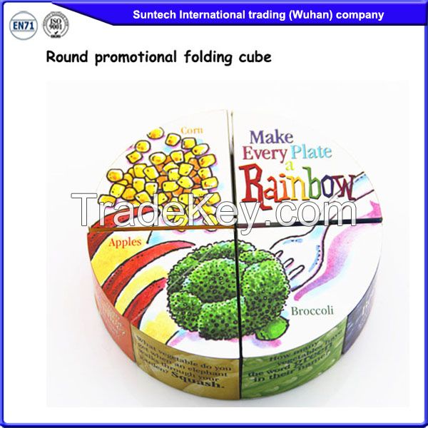 Advertising and promotional function pie folding cube with size 10x10x3cm 