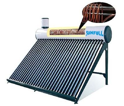 Compact Pressurized Solar Water Heater with Copper Coil