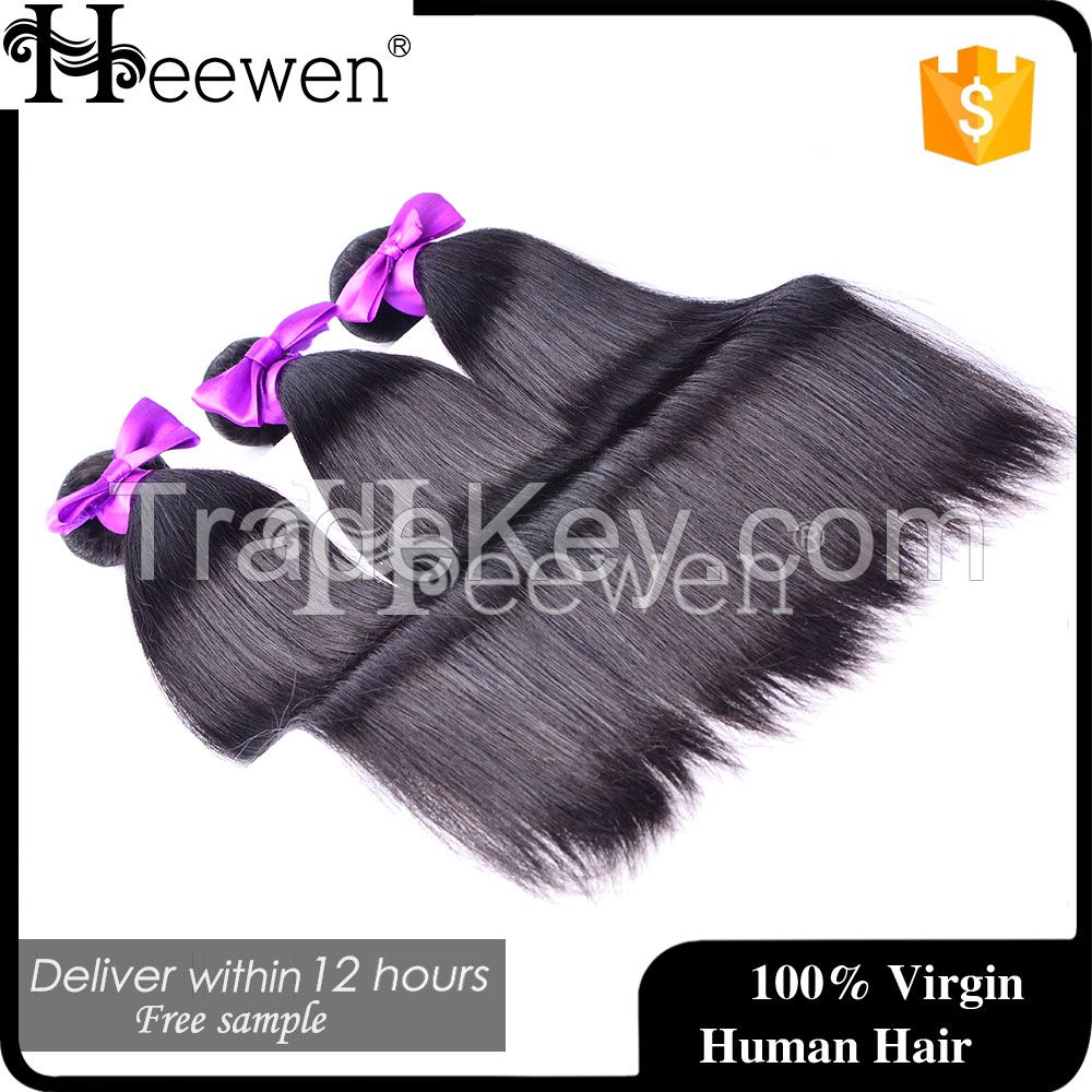 Double Drawn And Natural Black Straight Hair Virgin Brazilian Remy Hair Human Hair extention