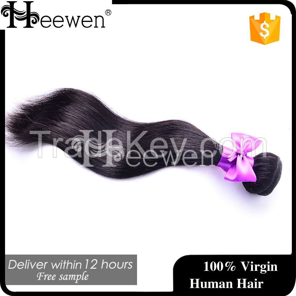 Double Drawn And Natural Black Straight Hair Virgin Brazilian Remy Hair Human Hair extention