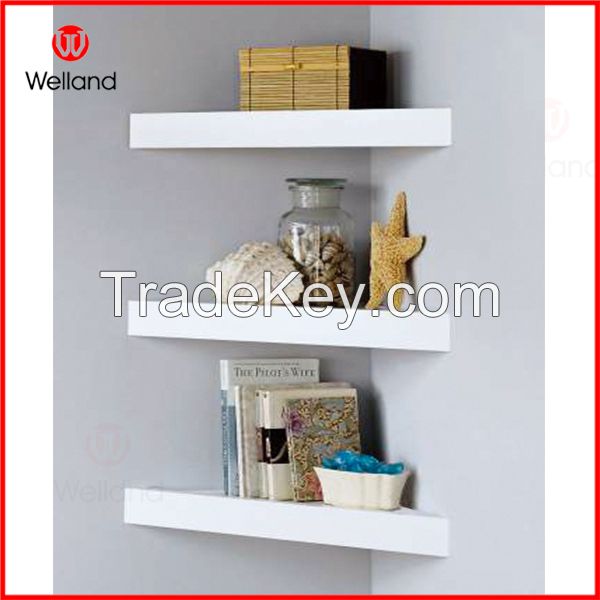 Decorative wooden wall shelf design with hidden mount