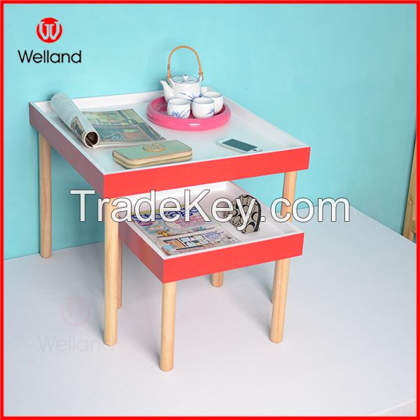 Round wooden tempered glass table