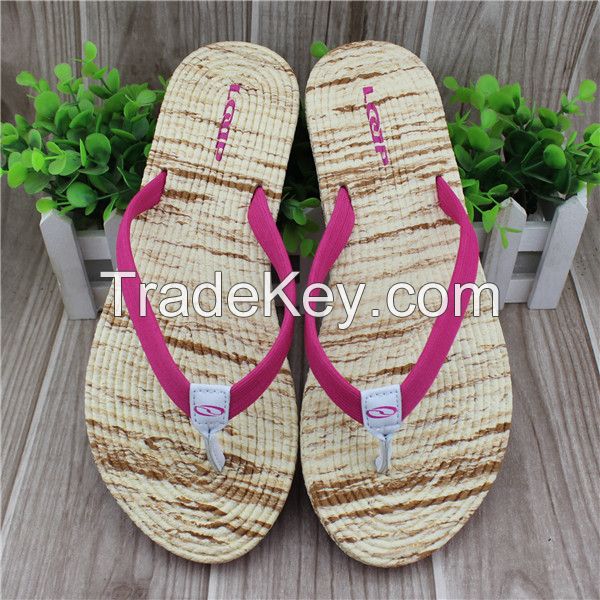 Nude girl comfort fancy slippers with wood grain