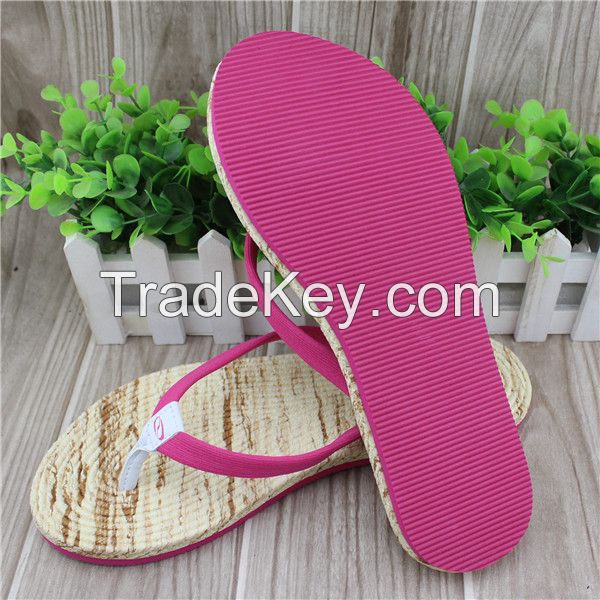 Nude girl comfort fancy slippers with wood grain