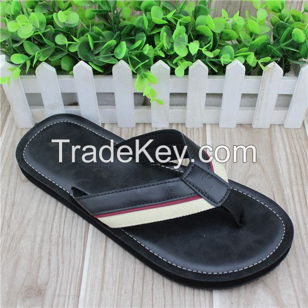 Hot style men fashion pu leather flip flops