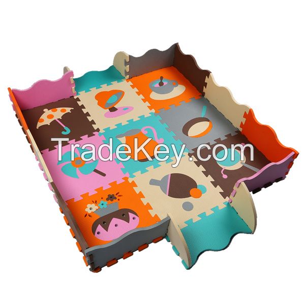 children eva floating playing mat with colorful fruit patterns