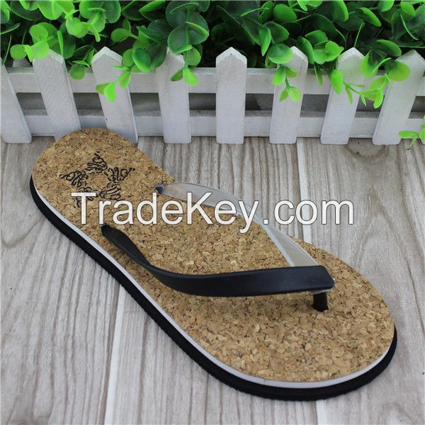 soft sole pvc strap cork sole flip flop for summer