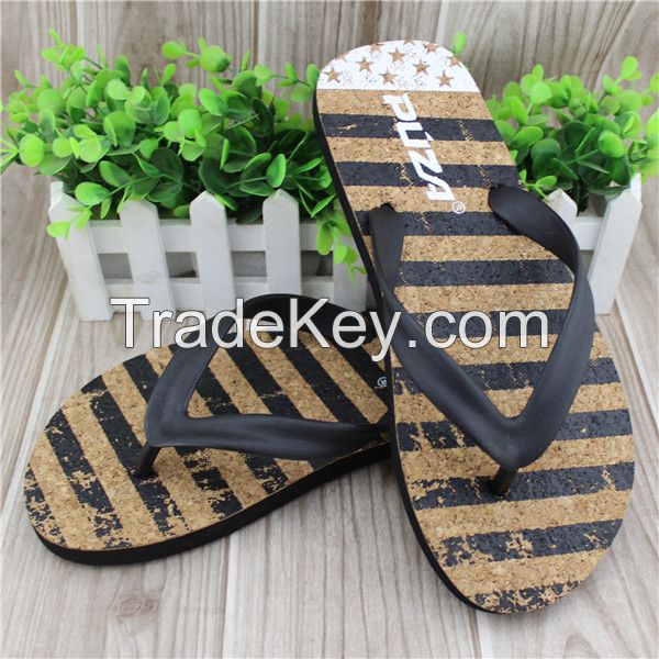 PVC strap cork sole eva flip flops for men