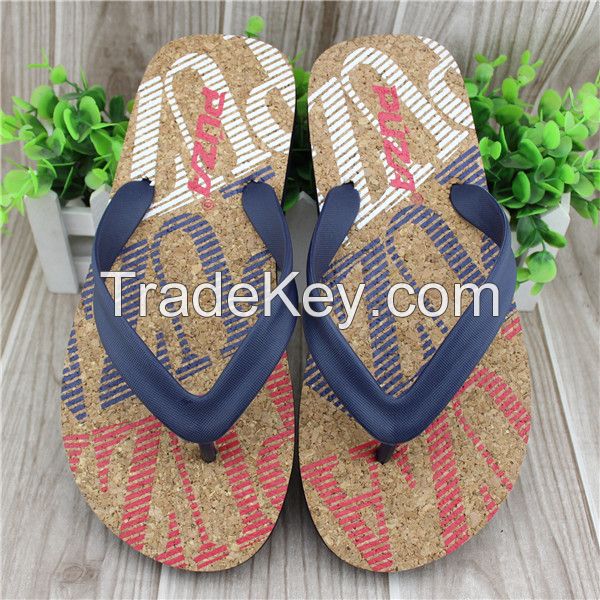 Men style hot sale pvc strap summer slippers with cork sole