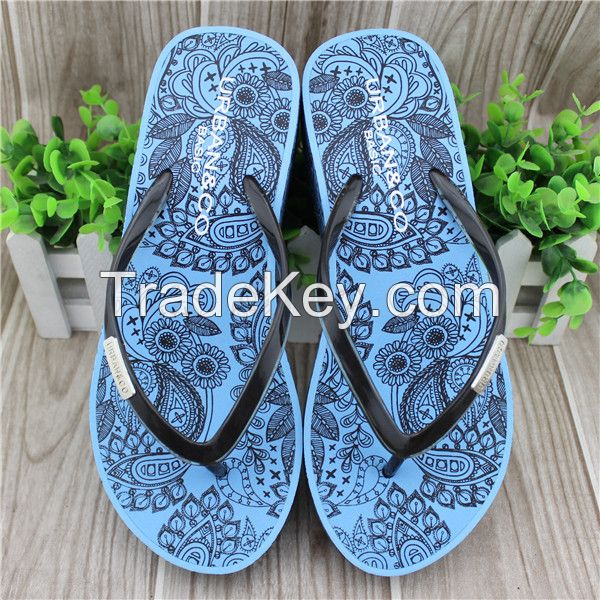 pvc strap high heel flip flops sandals and slippers