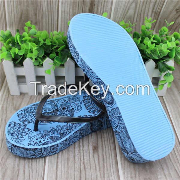 pvc strap high heel flip flops sandals and slippers