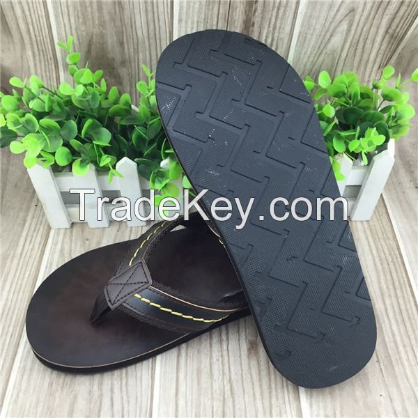 Hot sale fashion design pu leather man slippers
