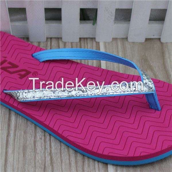 Laser sole women style summer beach flip flop with rubber eva