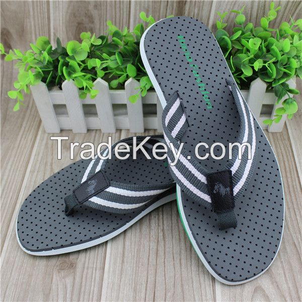 Grey color men style comfort slippers with fabric strap