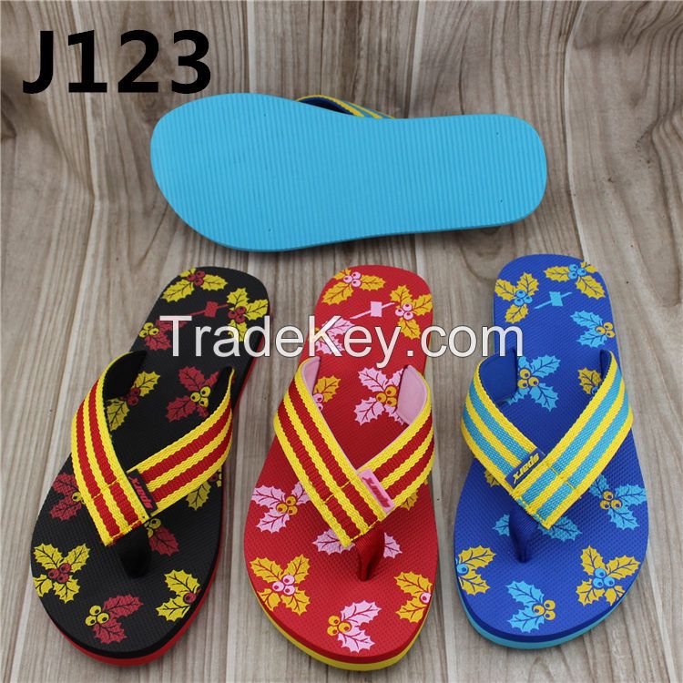 girls beach flip flop with flower printed on import eva girls slipper from china