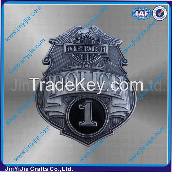 Anti Silver Zinc Alloy Shield Plaque With 3D Effect