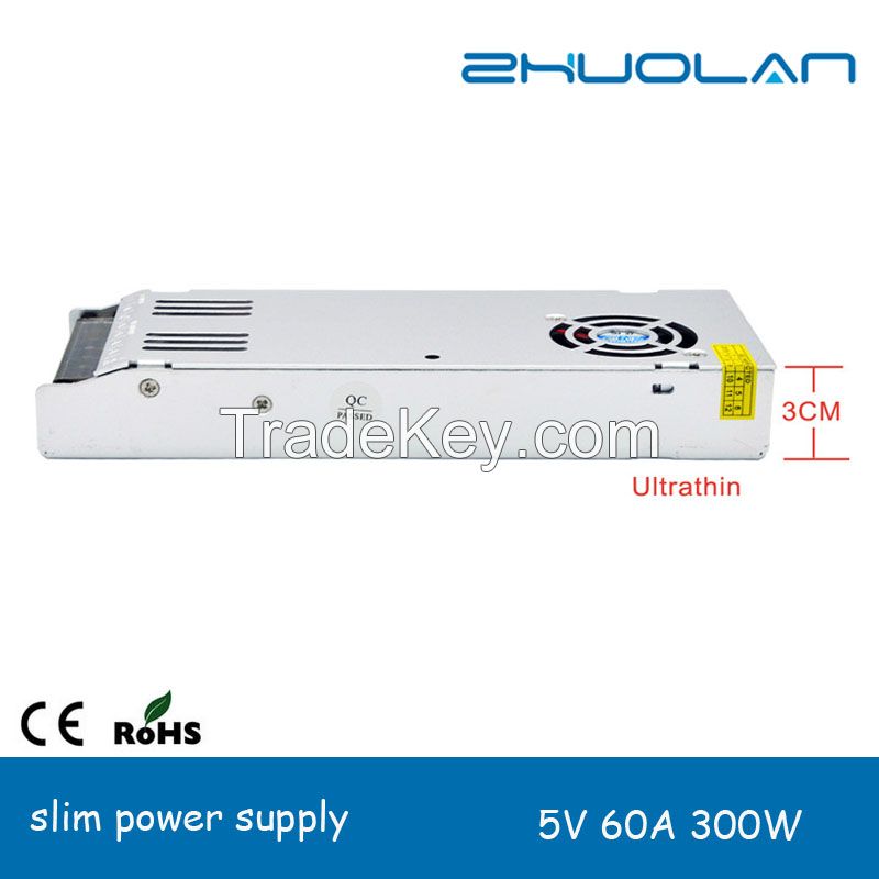 ac input 170-250v to dc output 5v 60a 300w slim switching power supply
