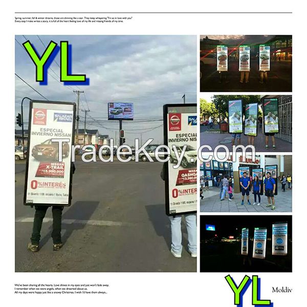 Guangzhou manufacturer hot sale led light box human walking billboard