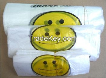 black durable hdpe t shirt plastic bags for garbage/storage 