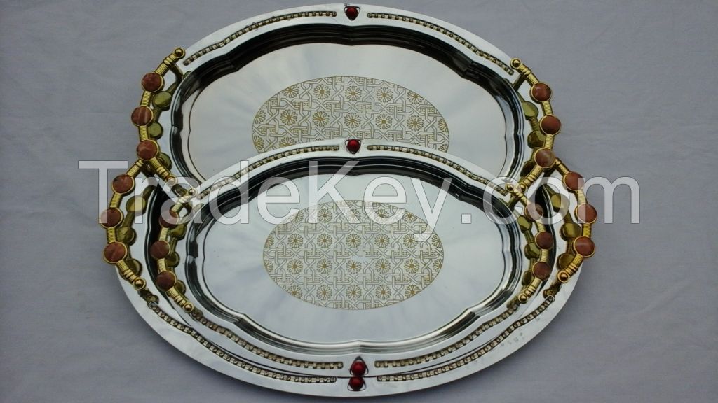 chrome plated trays with plastic handle