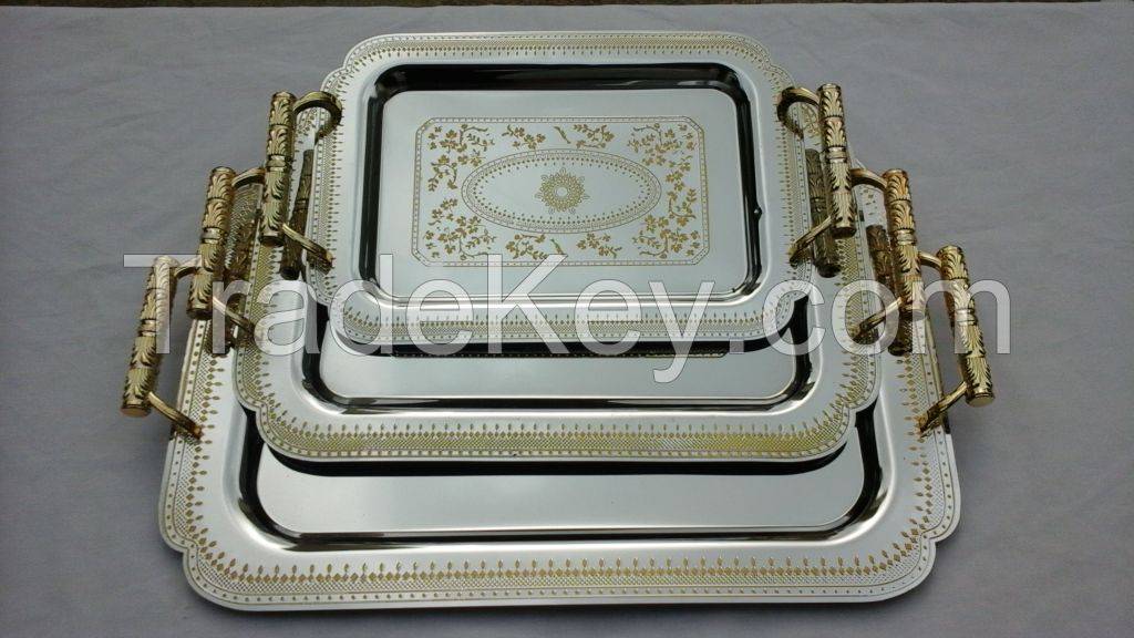 chrome plated trays with plastic handle
