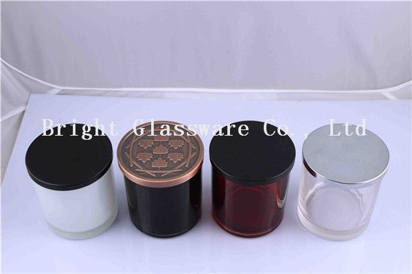 Party decoration glass candle holder with metal lid candle container for sale