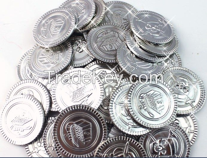 100 pcs/bag 3 colors pirate game plastic coins