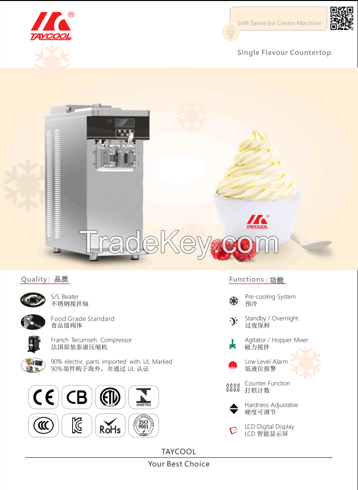 Commercial Soft Serve Ice Cream Machine Frozen Yogurt Maker Table Top TC282S with Factory Price