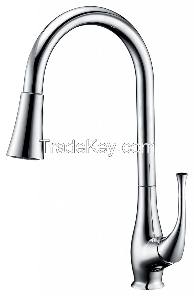 Single-lever pull- out kitchen faucet