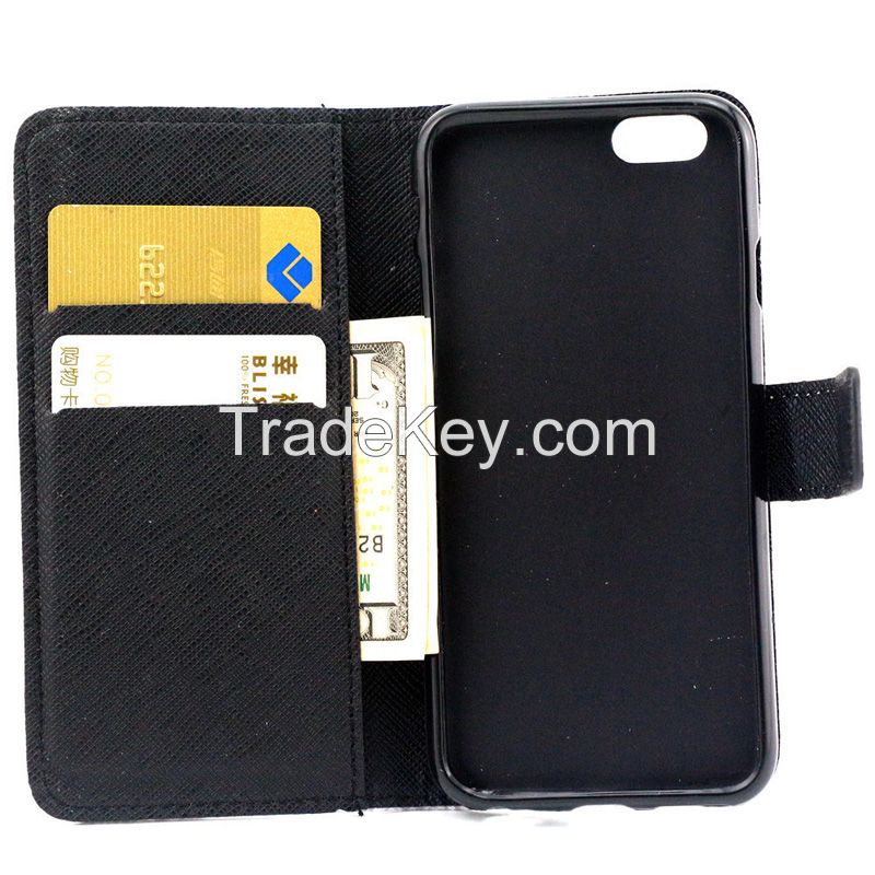 Painting Luxury PU Leather Card Slot Cover Case Wallet For Apple iphone 6 plus 5.5 inch (Color: Multicolor)