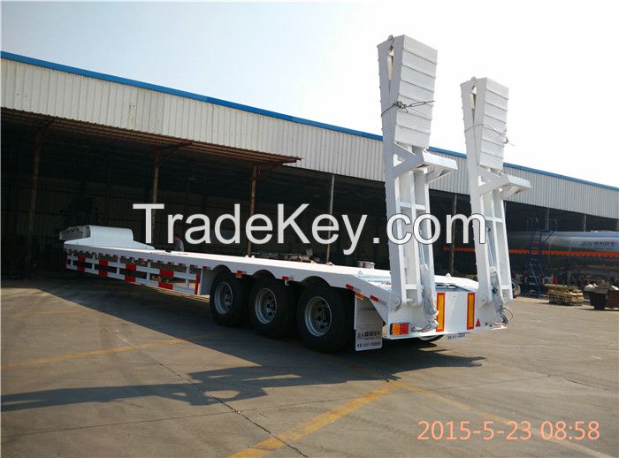  40-60ton 3 axle extendable low bed trailer / low flatbed truck semi trailer / low boy truck semitrailer